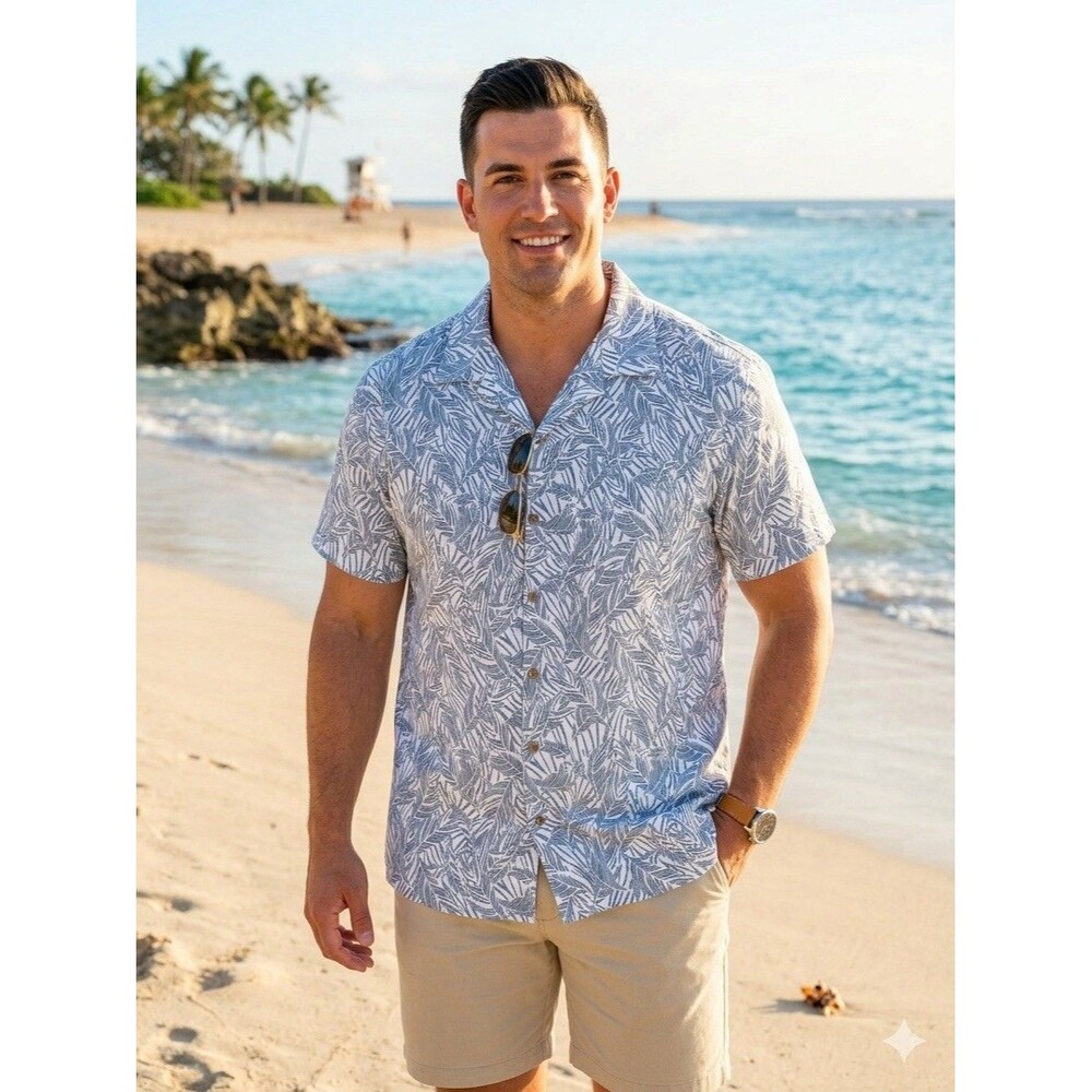 NWT Men’s XXL 100% Cotton Hawaii Shirt Button Up Short Sleeve Summer Beach Camp